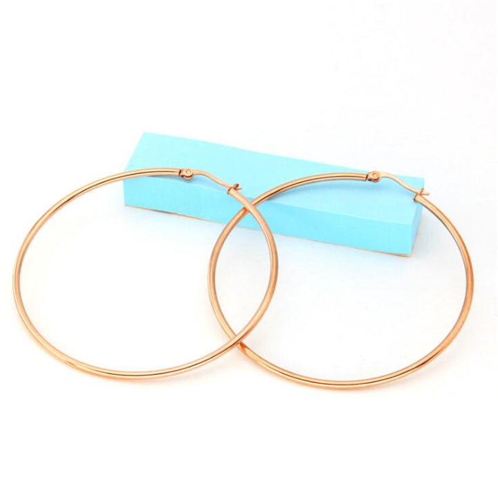 14K Gold Extra Large Hoop Earring with French Lock Closure (60mm)