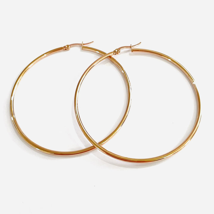 14K Gold Extra Large Hoop Earring with French Lock Closure (60mm)