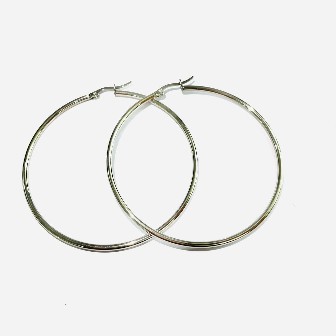 14K Gold Extra Large Hoop Earring with French Lock Closure (60mm)