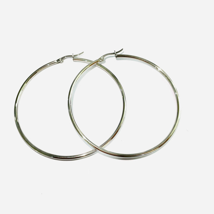 14K Gold Extra Large Hoop Earring with French Lock Closure (60mm)