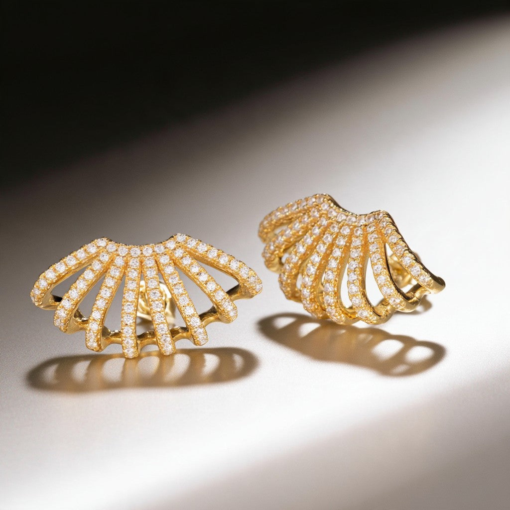 18K Gold Cuff with Genuine Crystal