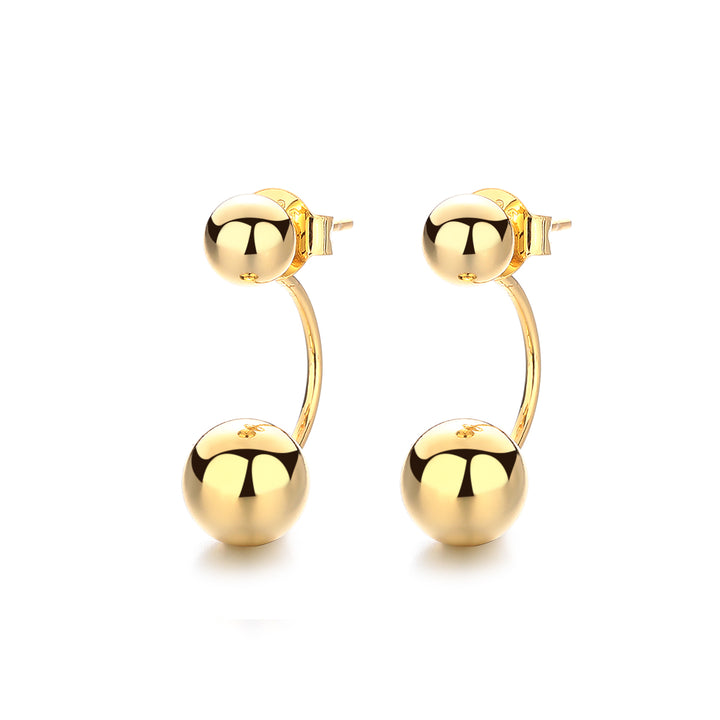 Sterling Silver And 14 Kt Gold Plated Front to Back Ball Earrings