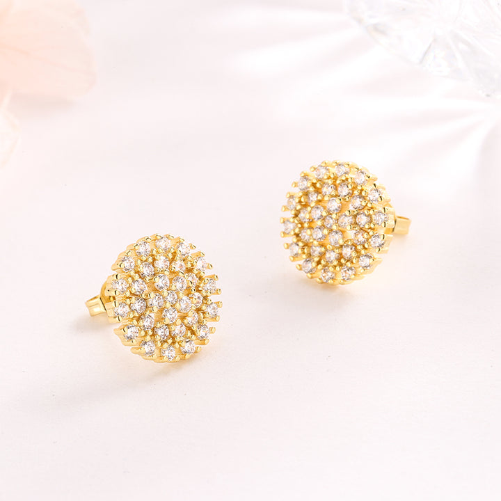 14K Gold And Sterling Silver Cluster Stud With Swarovski Crystals