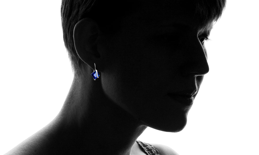 14K White Gold Sapphire Diamond Earring