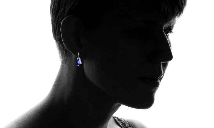 14K White Gold Sapphire Diamond Earring