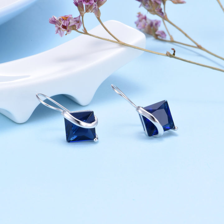 14K White Gold Sapphire Diamond Earring