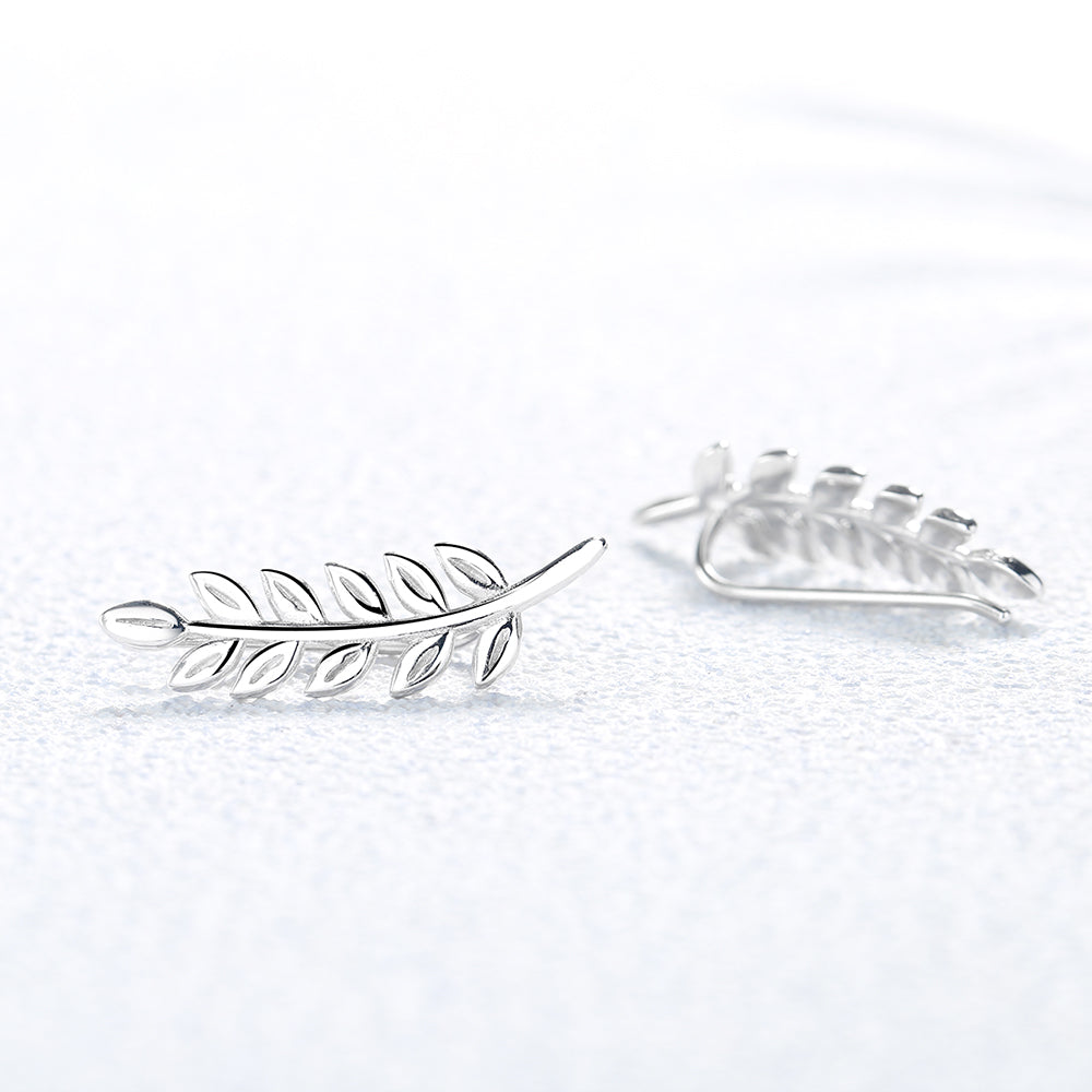 Sterling Silver High Polish Leaf Crawlers