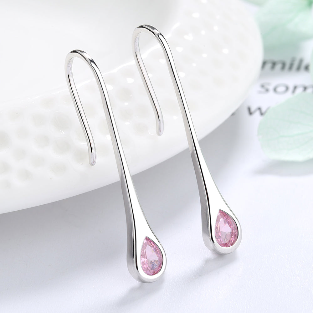 Sapphire And Emerald Sterling Silver Pull-through Minimalist Drop Earrings