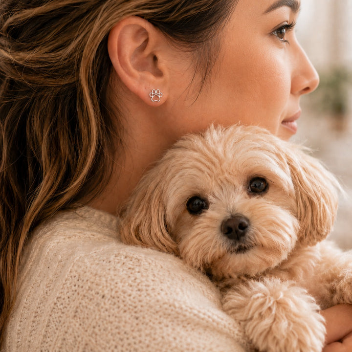 Sterling Silver Paw Stud Earrings