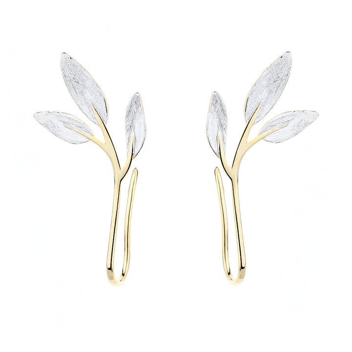Two-tone Handmade Pull-Through Leaf Earrings