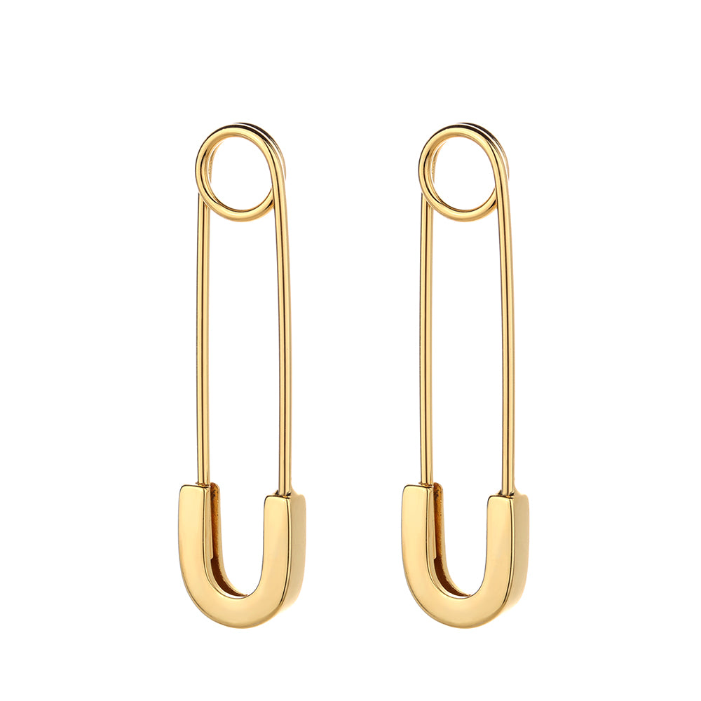 14K Rose Gold Safety Pin Earrings