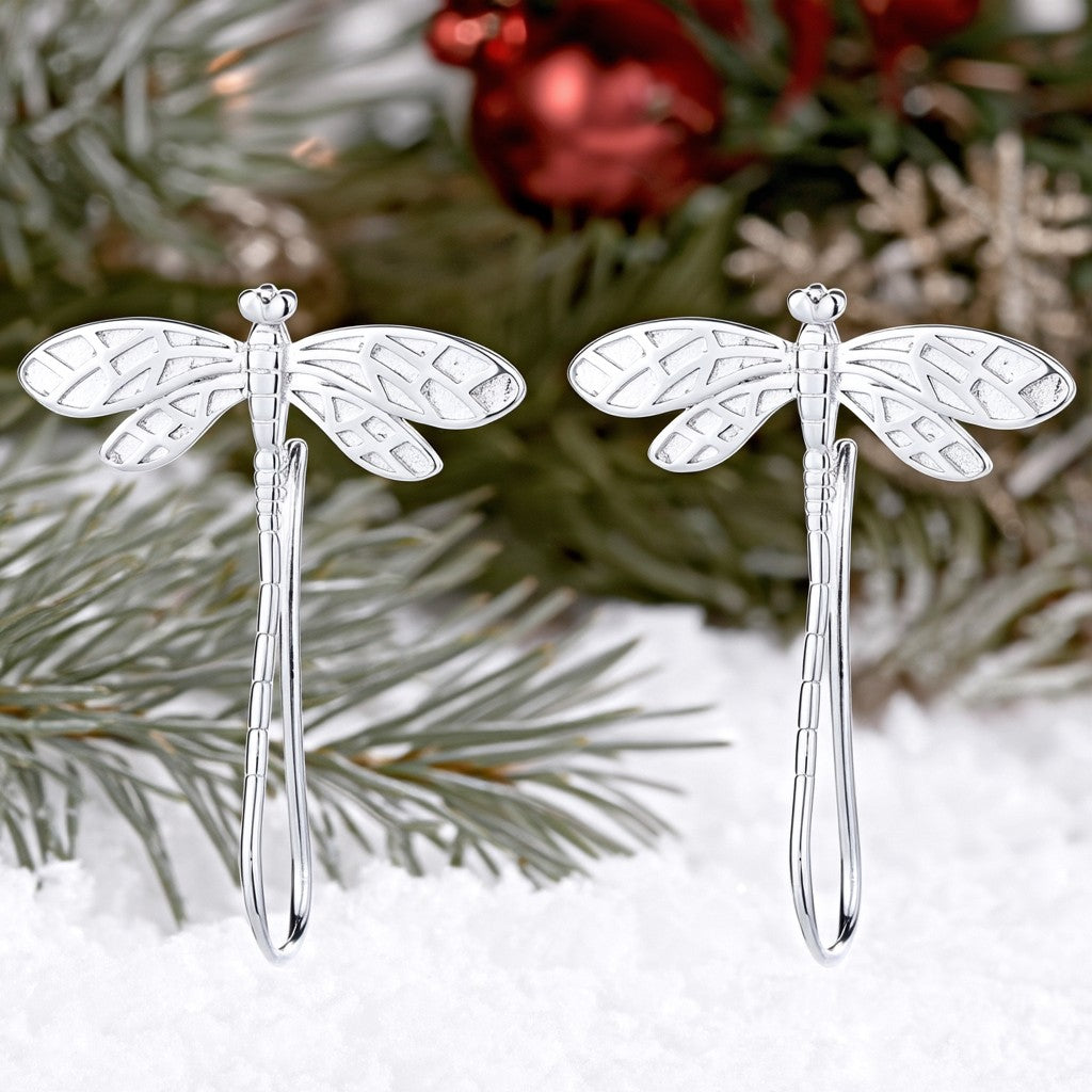 Sterling Silver and 14K Gold Dangle Dragonfly Earrings