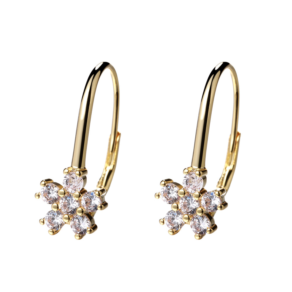 Sterling Silver and 18k Gold Swarovski Crystal Leverback Earring