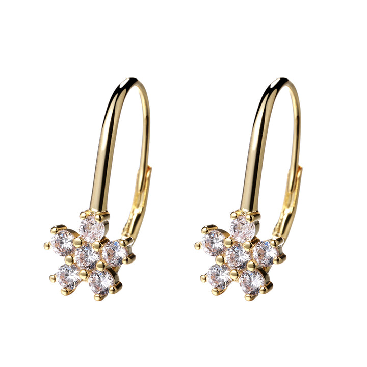 Sterling Silver and 18k Gold Swarovski Crystal Leverback Earring