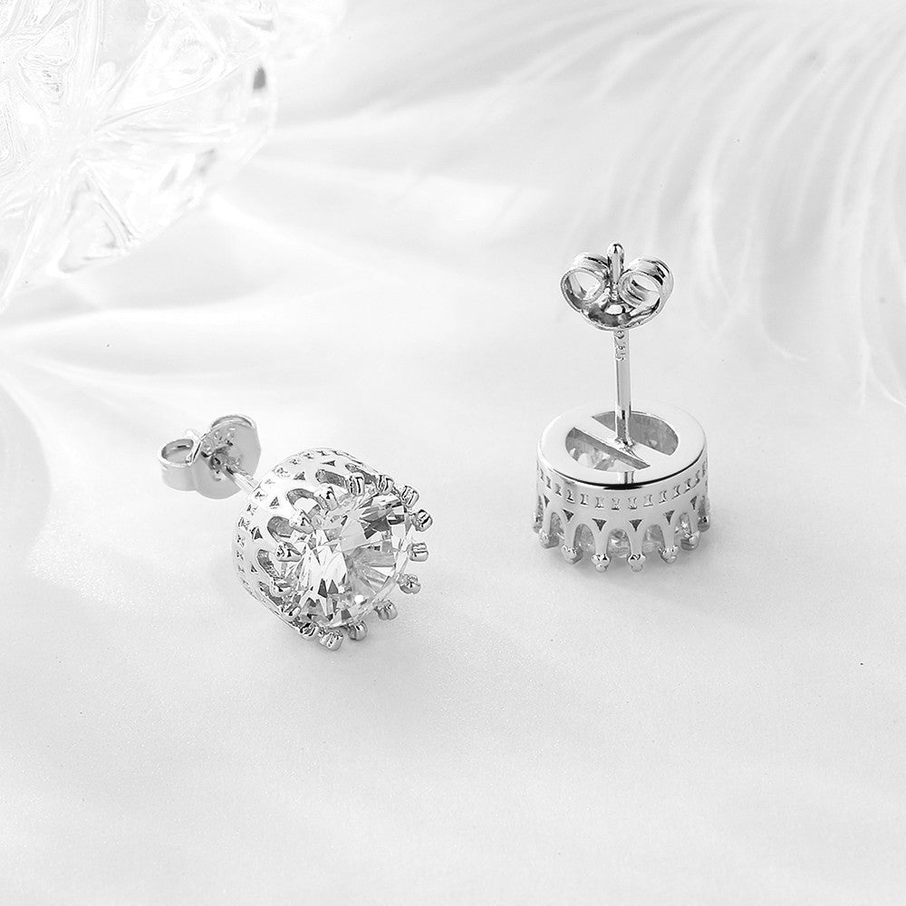 14K Gold Crown Earrings with crystals