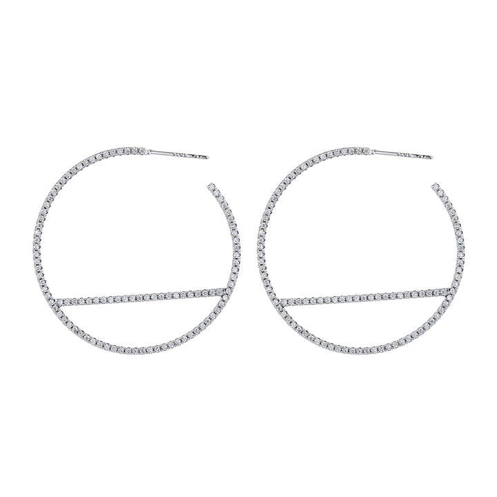14k Gold and Sterling Silver and Swarvoski Crystal J hoop Earring