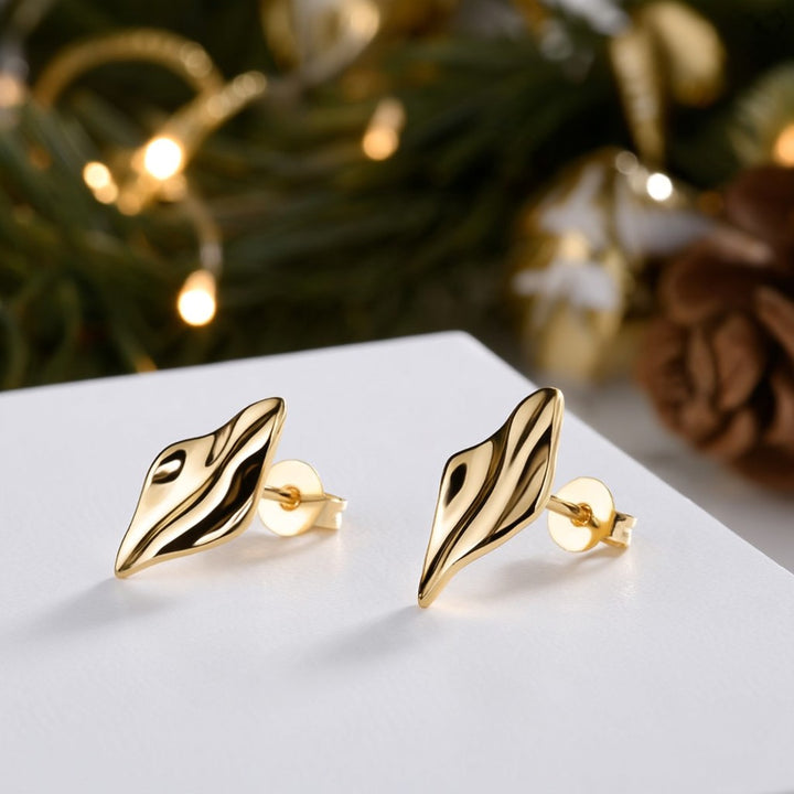 14K Gold And Sterling Silver Hammered Earrings