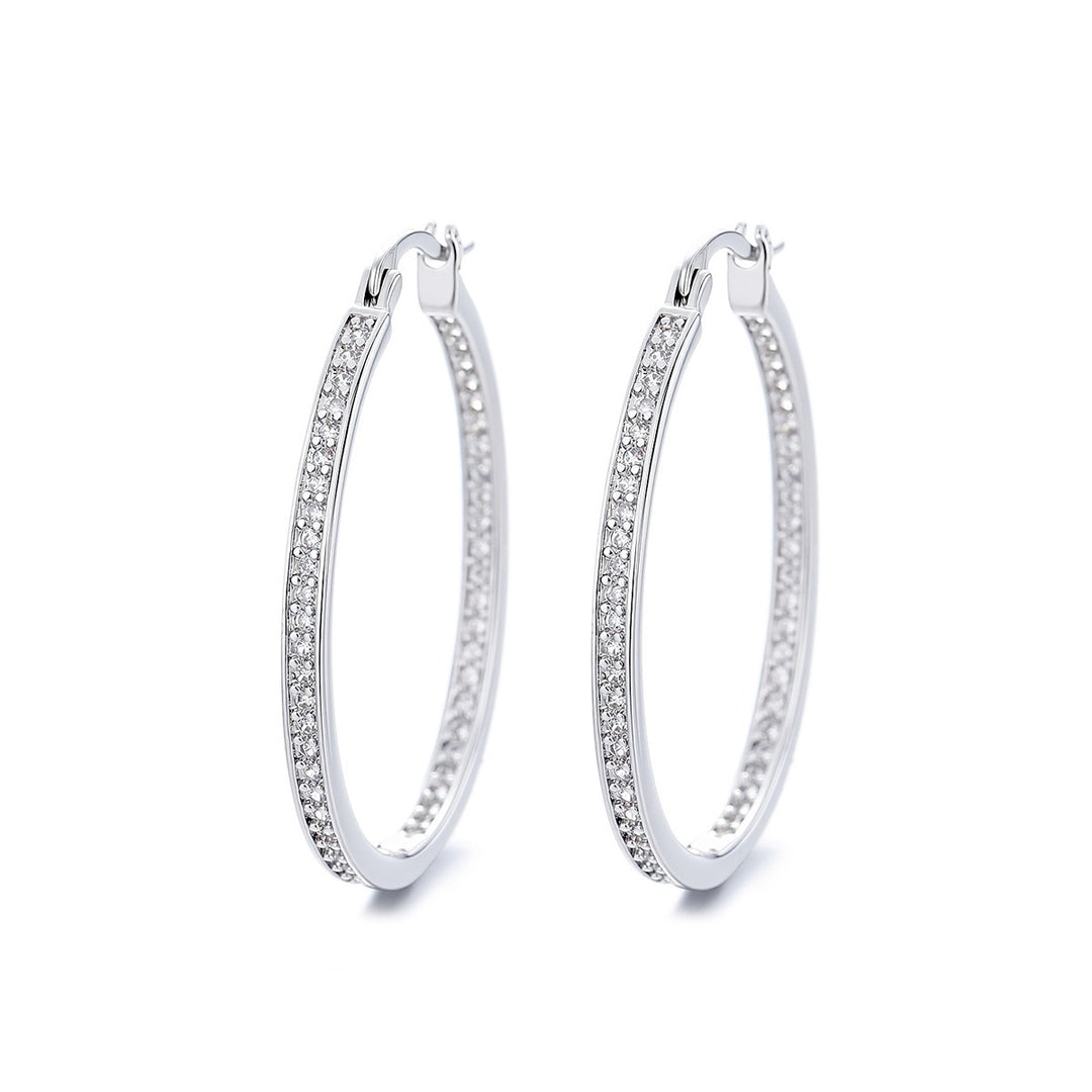 Amy and Annette 14K Gold Hoop Earrings with in and out crystals