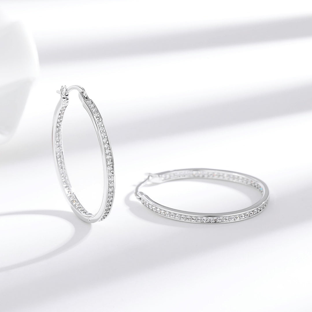 Amy and Annette 14K Gold Hoop Earrings with in and out crystals