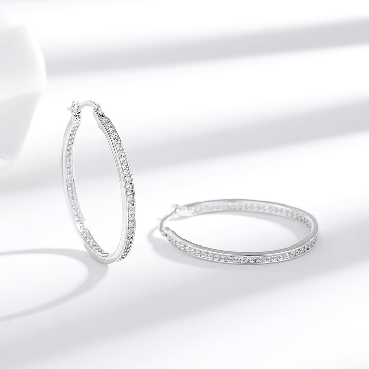 Amy and Annette 14K Gold Hoop Earrings with in and out crystals