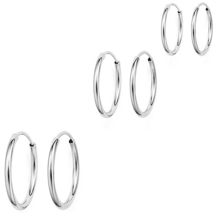 14K Gold Hoop Earrings Set of 3 Sizes