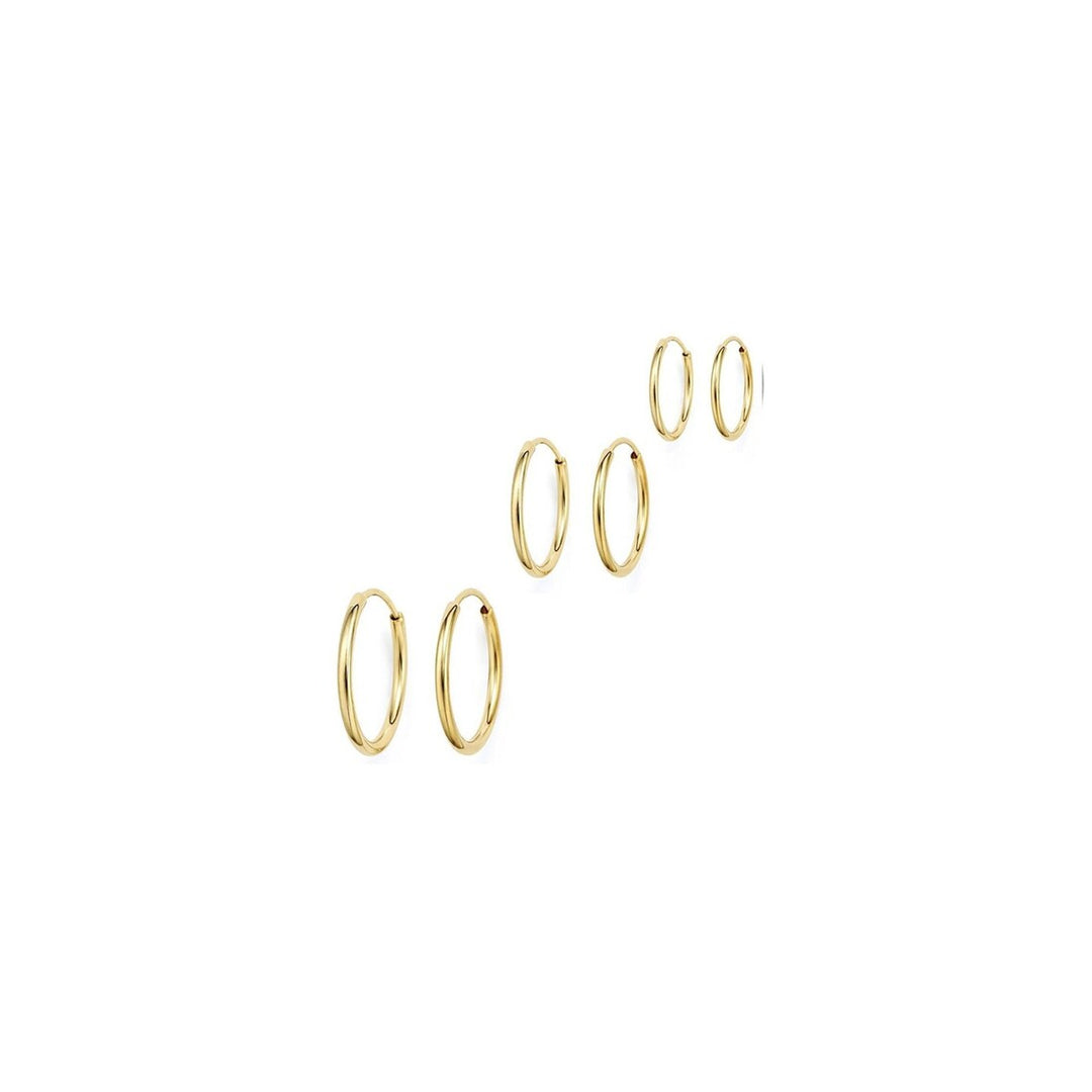 14K Gold Hoop Earrings Set of 3 Sizes