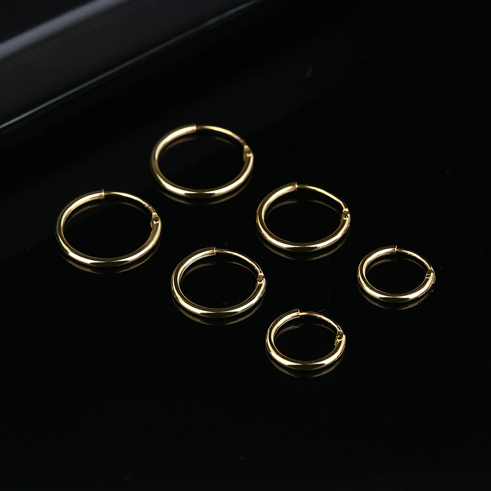 14K Gold Hoop Earrings Set of 3 Sizes