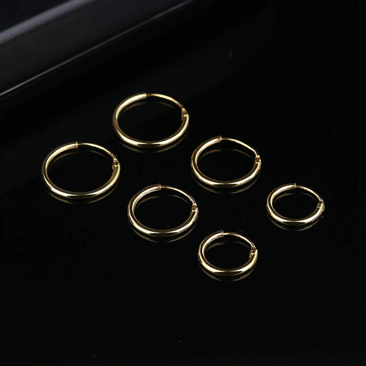 14K Gold Hoop Earrings Set of 3 Sizes