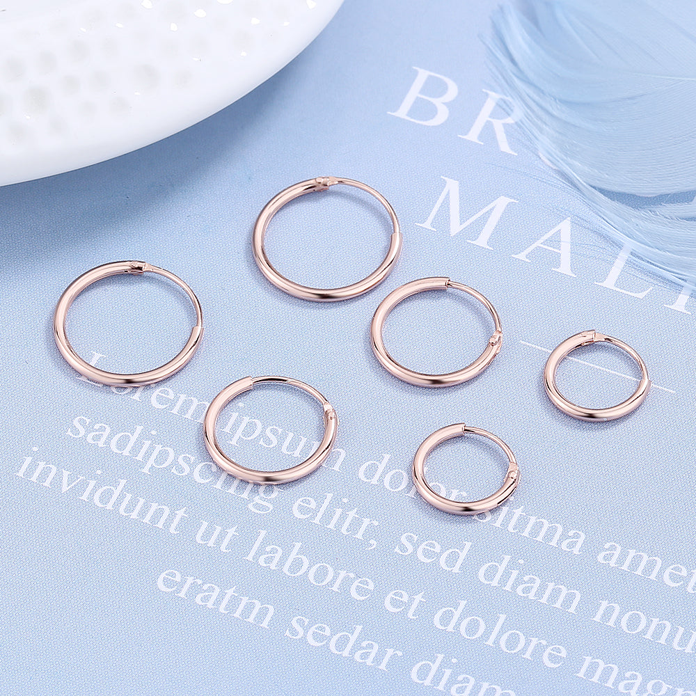 14K Gold Hoop Earrings Set of 3 Sizes