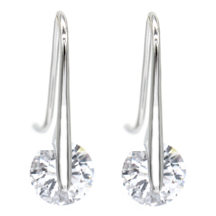 Sterling Silver Drop Earrings with Floating Crystals