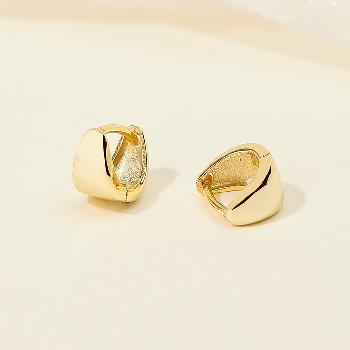 14k Gold And Sterling Silver Solid Huggie Earring