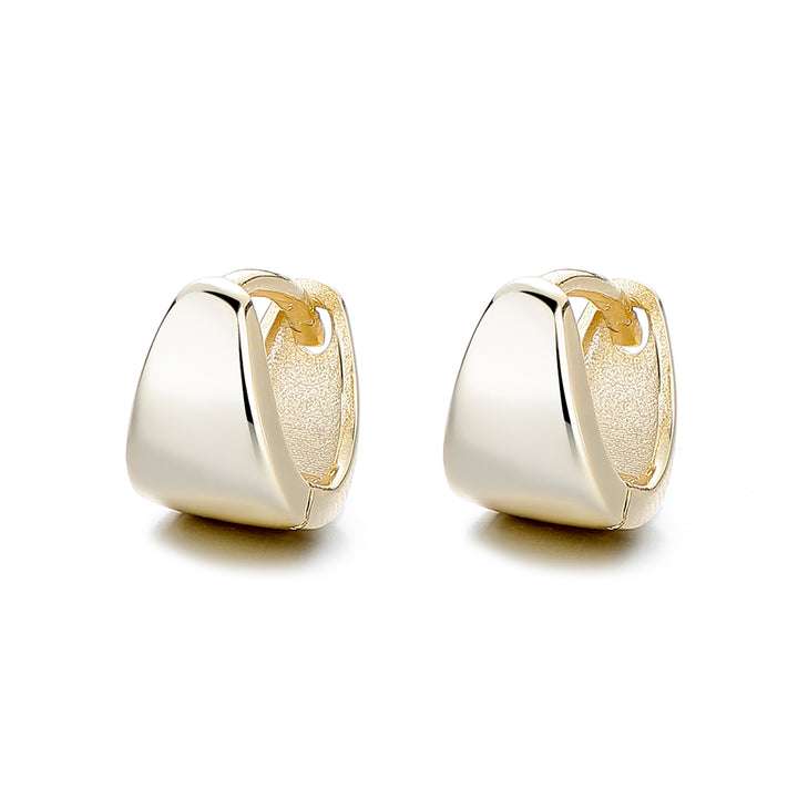 14k Gold And Sterling Silver Solid Huggie Earring
