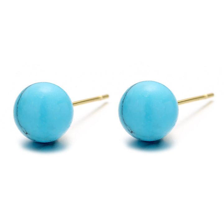 14k Gold and Sterling Silver Turquoise Stud Earrings