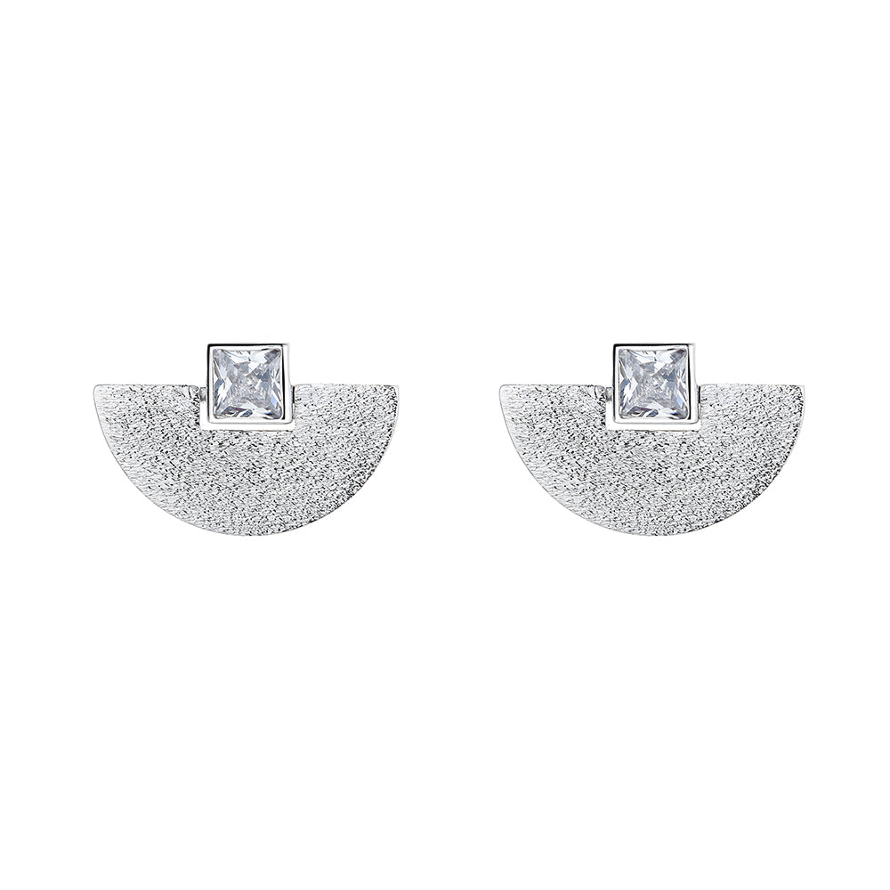Sterling Silver Disc Earrings with crystals