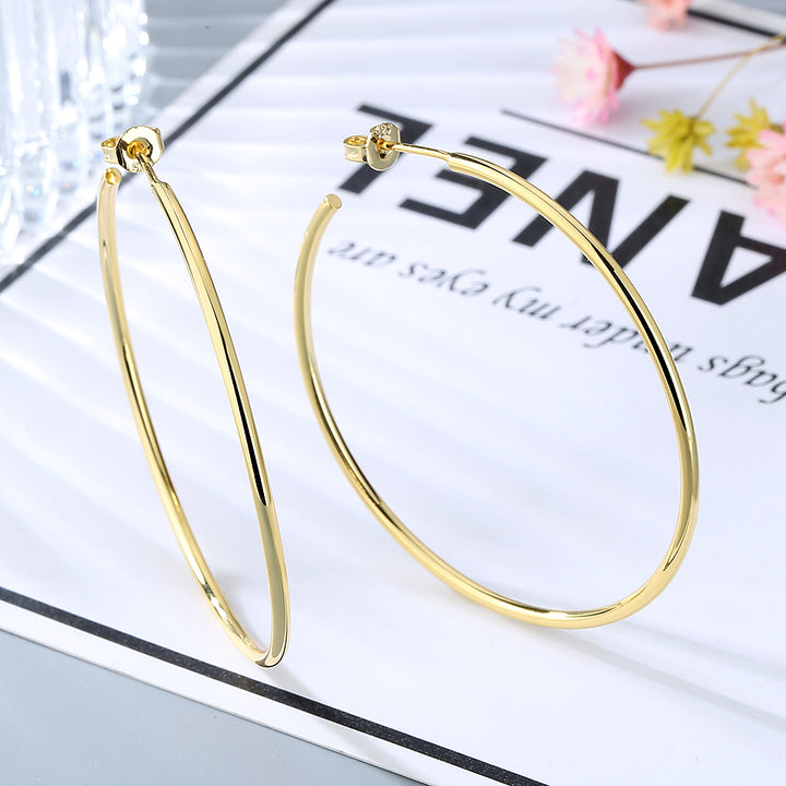 14K Gold or Sterling Silver Large Hoop Earrings