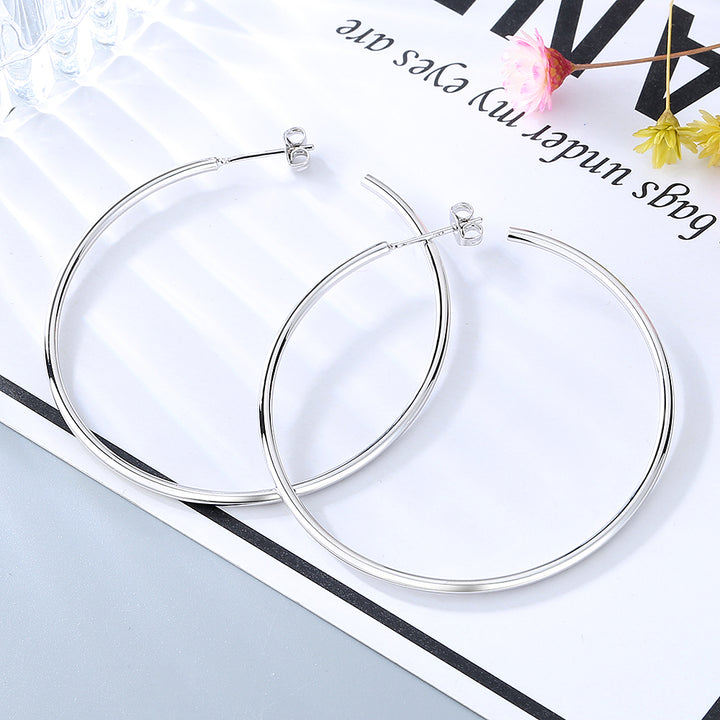 14K Gold or Sterling Silver Large Hoop Earrings