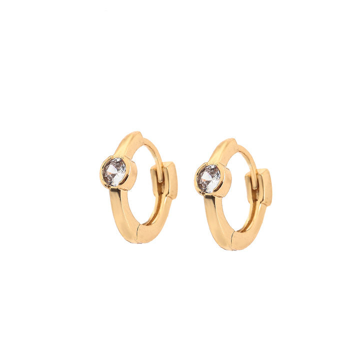14K Gold and Sterling Silver Bezel and Hoop Earring with Crystals