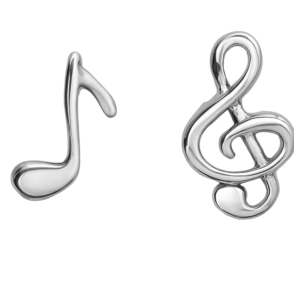 Amy and Annette Sterling Silver Music Notes Stud Earring