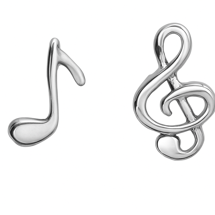 Amy and Annette Sterling Silver Music Notes Stud Earring