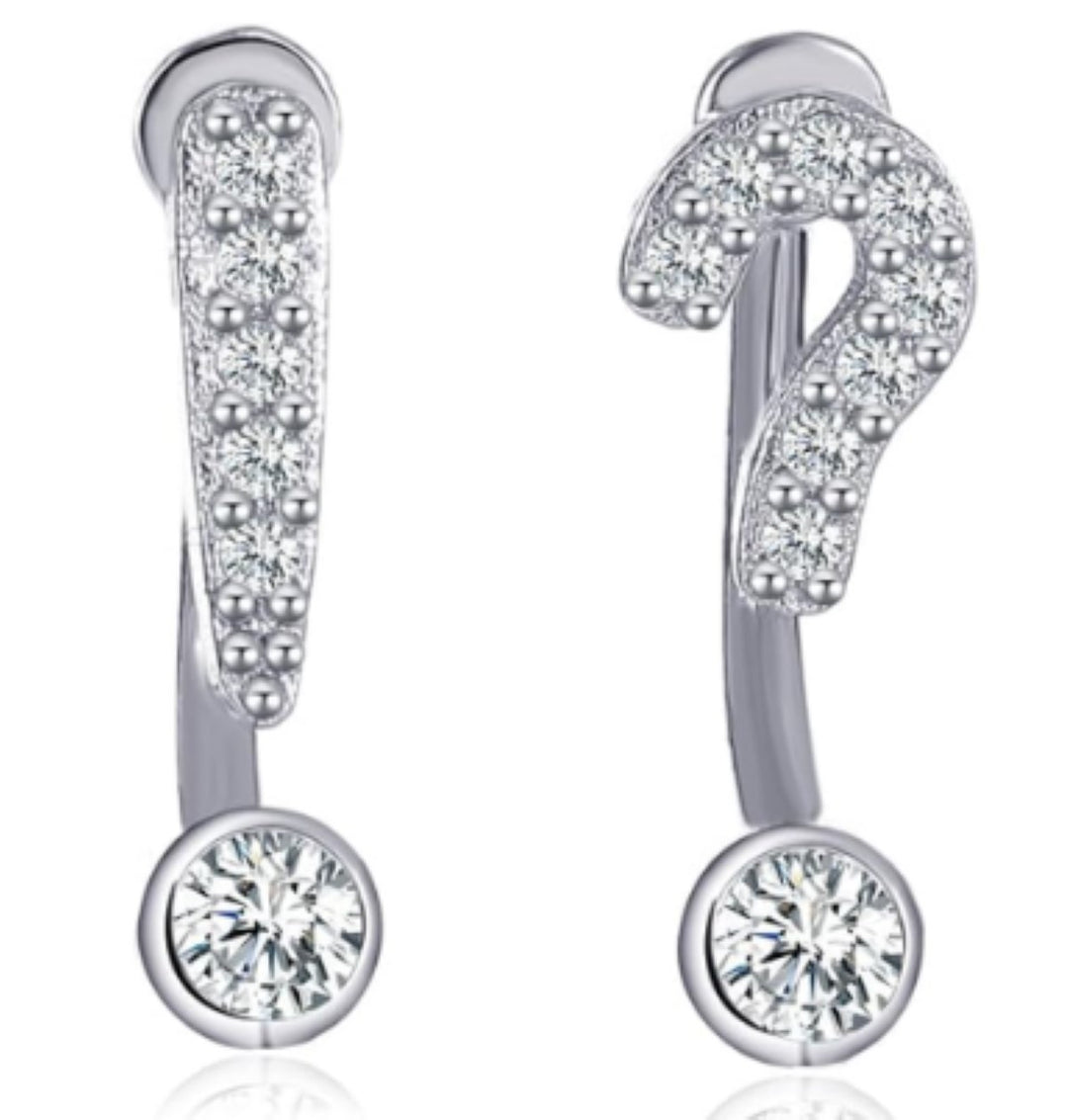 Sterling Silver Punctuation Mark Earrings with crystals from Swarovski