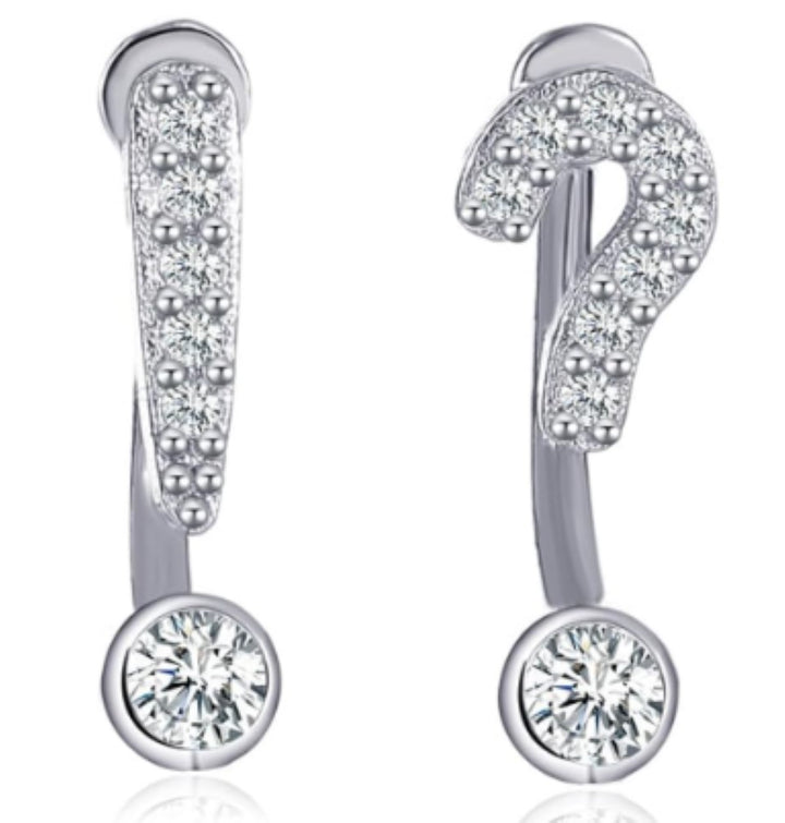 Sterling Silver Punctuation Mark Earrings with crystals from Swarovski