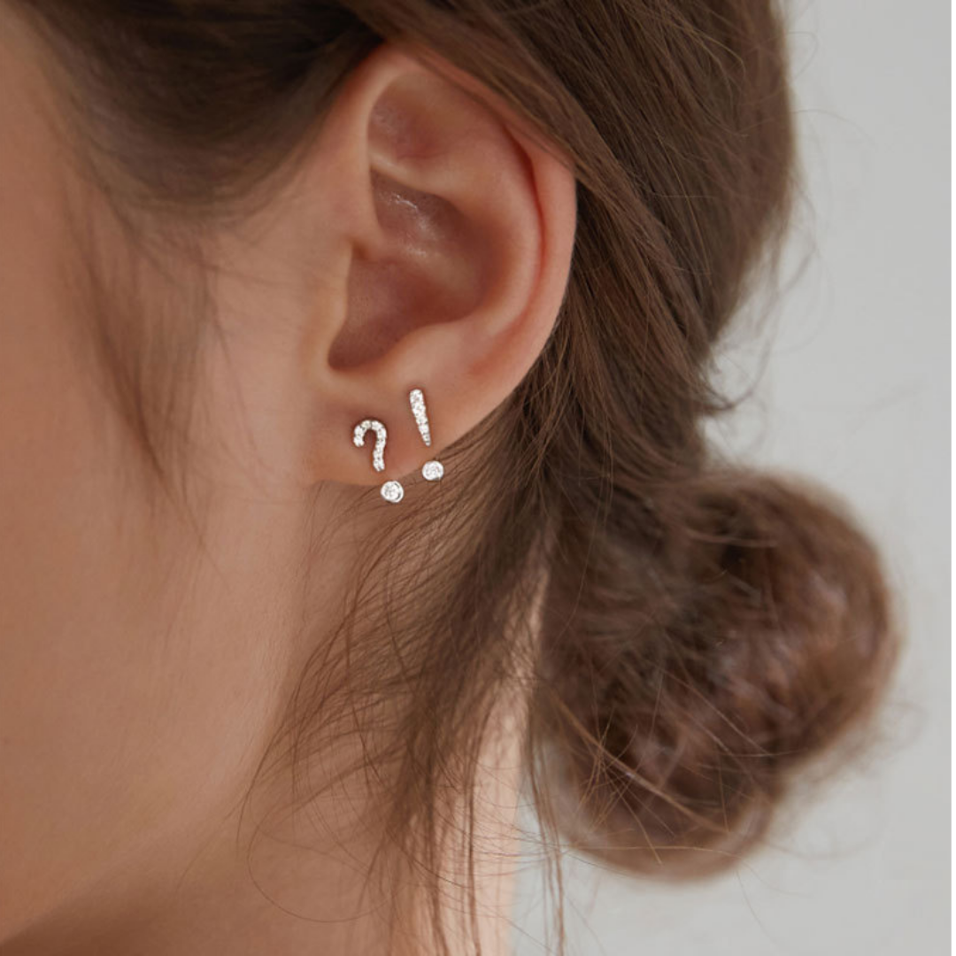 Sterling Silver Punctuation Mark Earrings with crystals from Swarovski
