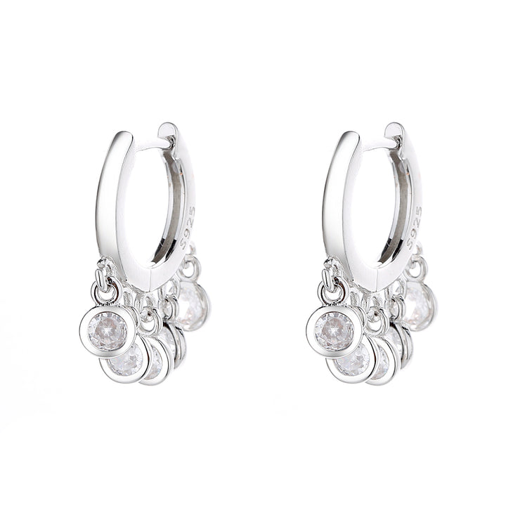 Sterling Silver Huggie Hoop Earrings With Swarovski Crystals