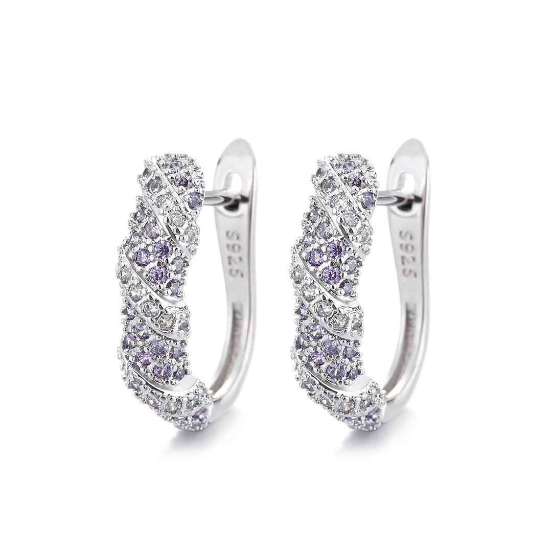 Sterling Silver Blue and White Or Purple and White Sapphire Huggie Earring