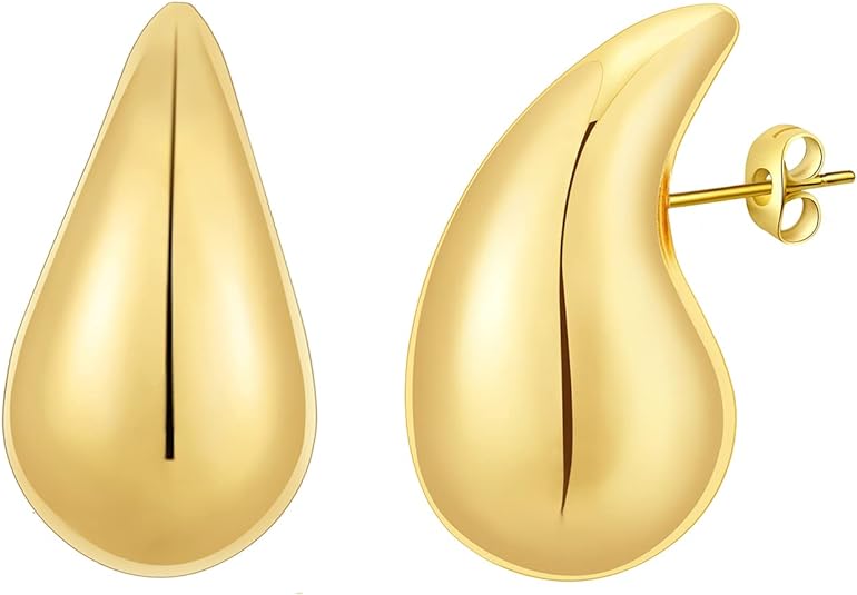 Chunky Gold Hoop Drop Earrings