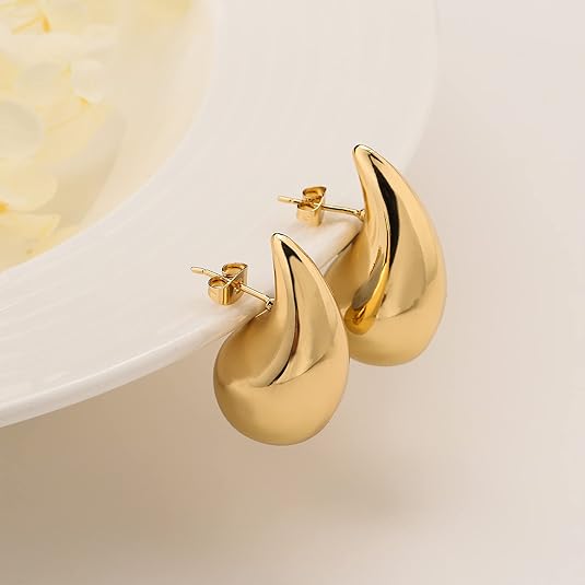 Chunky Gold Hoop Drop Earrings