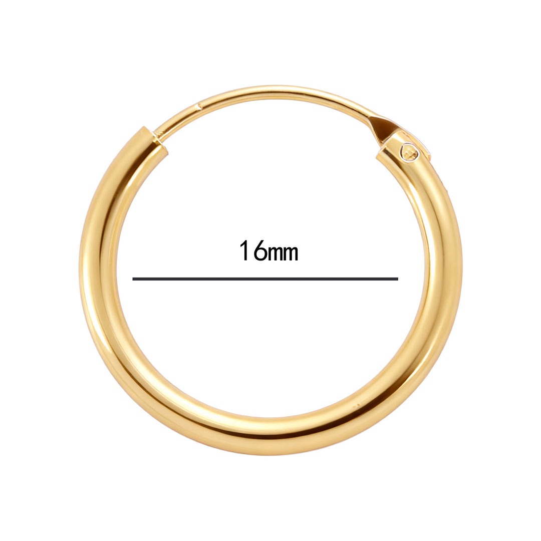 Amy and Annette 14K Gold Endless Hoop Earrings in Sizes 16mm/30mm/50mm/60mm