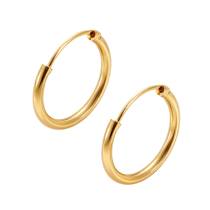 Amy and Annette 14K Gold Endless Hoop Earrings in Sizes 16mm/30mm/50mm/60mm