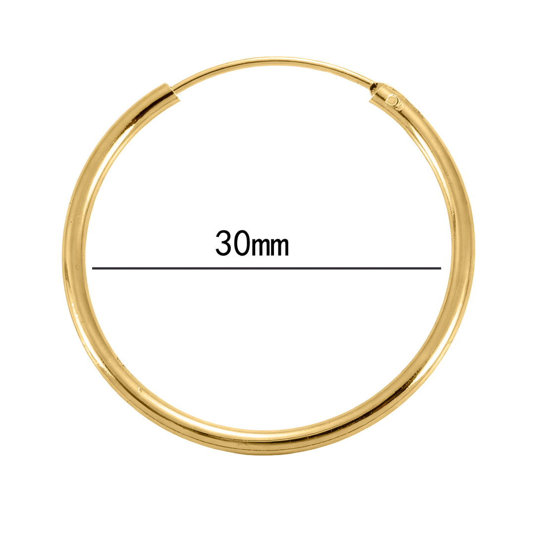 Amy and Annette 14K Gold Endless Hoop Earrings in Sizes 16mm/30mm/50mm/60mm