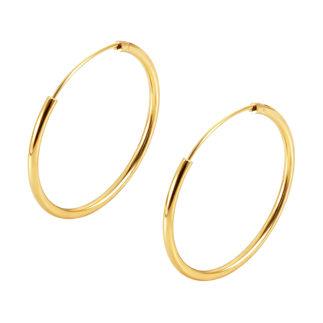 Amy and Annette 14K Gold Endless Hoop Earrings in Sizes 16mm/30mm/50mm/60mm